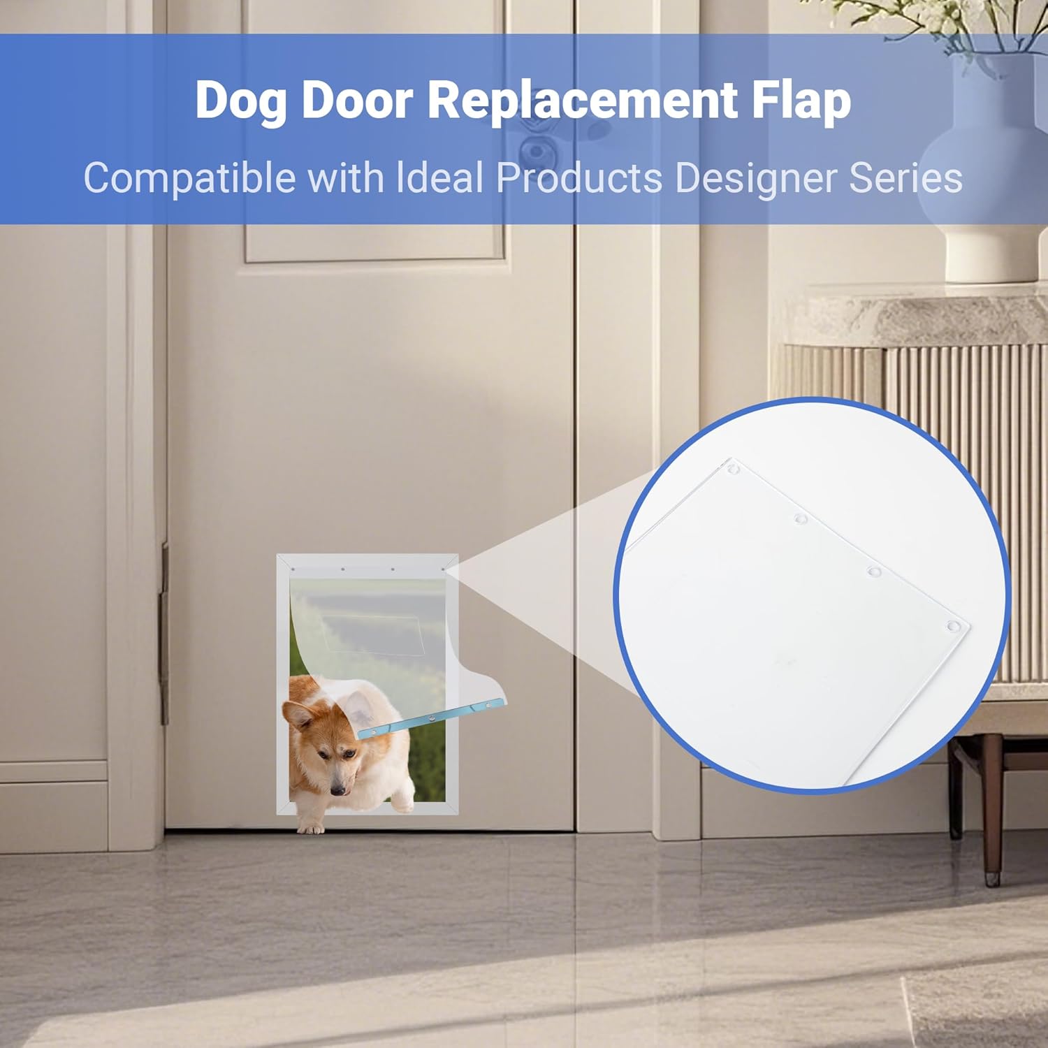 2PACK Dog Door Replacement Flaps - Measures 7.25 x 13, Medium Dog Door Flap Compatible with Ruff Weather Pet Door, BPA Free, Less Shrinkage, Weather Resistant